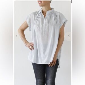 Nili Lotan Normandy Pleated Blouse Light Blue Women size XS